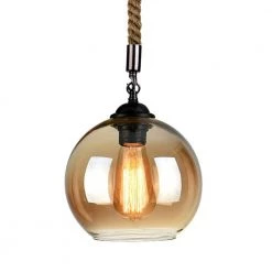Promo 🧨 Deals 🌟 1-Light Amber Clear Globe Pendant with Glass Shades by LamQee 🌟 😍
