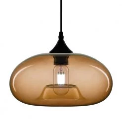 Wholesale ✔️ Hot Sale ✨ 11 in. W x 5.9 in. H 1-Light Amber Glass Pendant Light with Adjustable Cord by LamQee 😉 🔥
