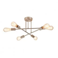 Deals ⌛ Best deal 😍 Highlandville 23.62 in. 6-Light Antique Silver Sputnik Semi Flush Mount by RRTYO 🌟 🥰