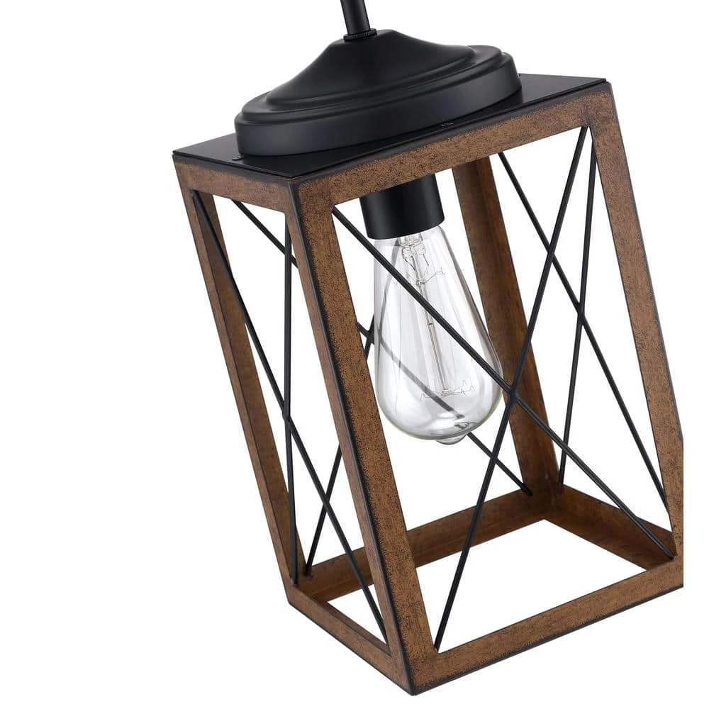 Brand new ๐ Best deal ๐ฅ 1-Light Cage Mini Pendant Light with Matte Black and Barnwood Accents by Hukoro ๐ ๐ - Image 5