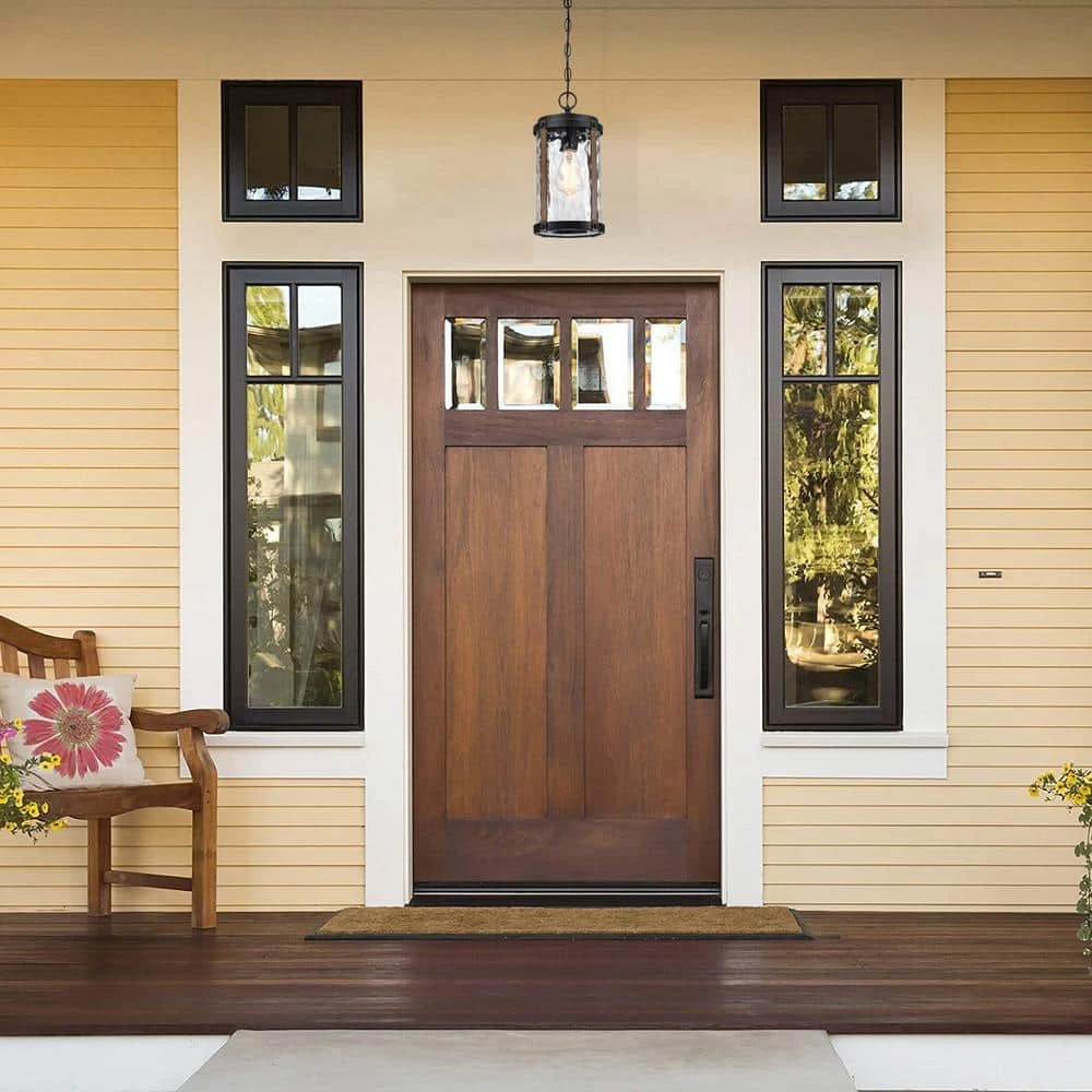 Cheap ๐ Best Sale ๐งจ Alfa 1-Light Matte Black and Barnwood Accents Outdoor Hanging Lantern Pendant Light with Water Glass Shade by Hukoro ๐คฉ ๐คฉ - Image 3