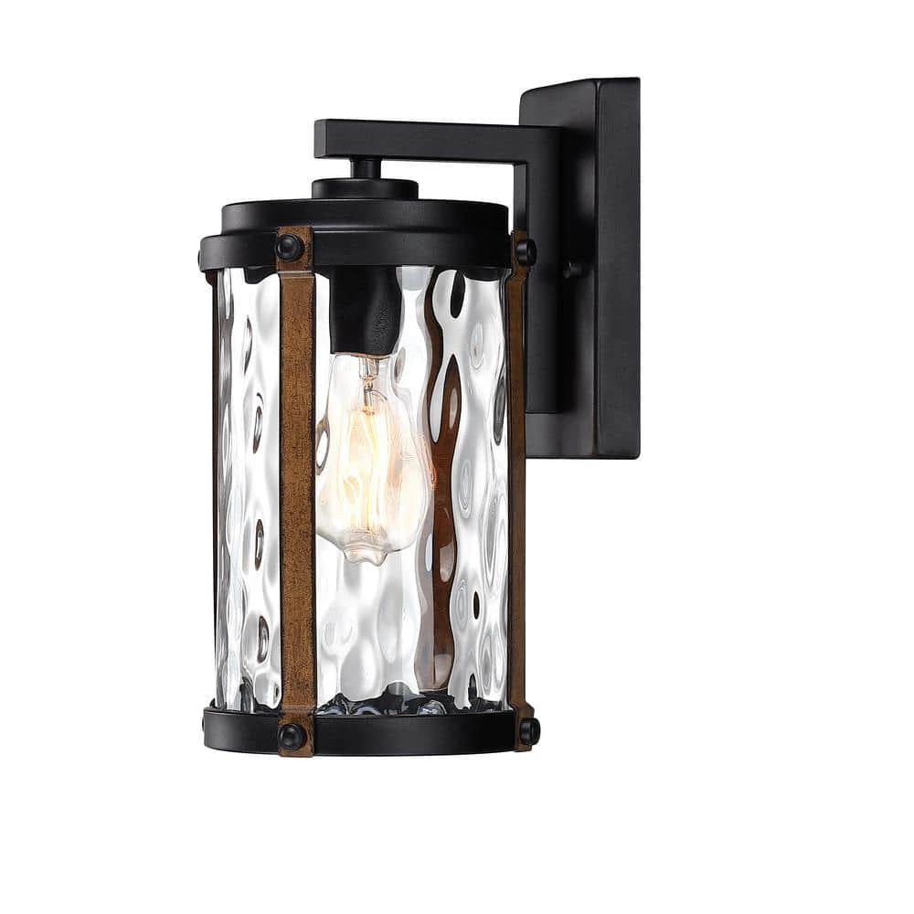 Brand new โ๏ธ Best reviews of ๐ Martin 1-Light Matte Black and Barnwood accents Outdoor Wall Lantern Sconce by Hukoro โญ ๐ - Image 3
