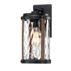 Brand new โ๏ธ Best reviews of ๐ Martin 1-Light Matte Black and Barnwood accents Outdoor Wall Lantern Sconce by Hukoro โญ ๐