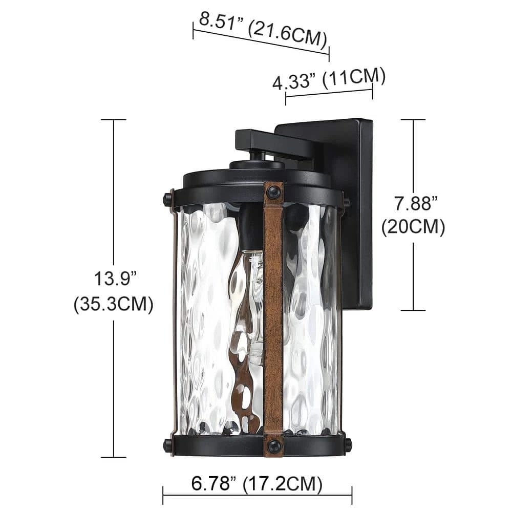 Brand new โ๏ธ Best reviews of ๐ Martin 1-Light Matte Black and Barnwood accents Outdoor Wall Lantern Sconce by Hukoro โญ ๐ - Image 4