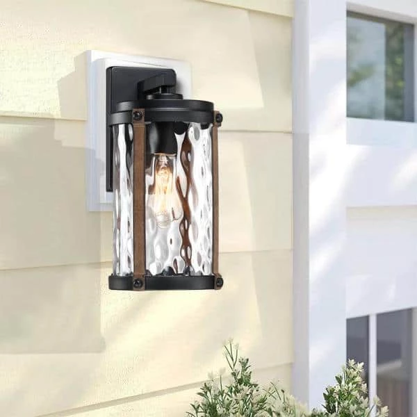 Brand new โ๏ธ Best reviews of ๐ Martin 1-Light Matte Black and Barnwood accents Outdoor Wall Lantern Sconce by Hukoro โญ ๐ - Image 5
