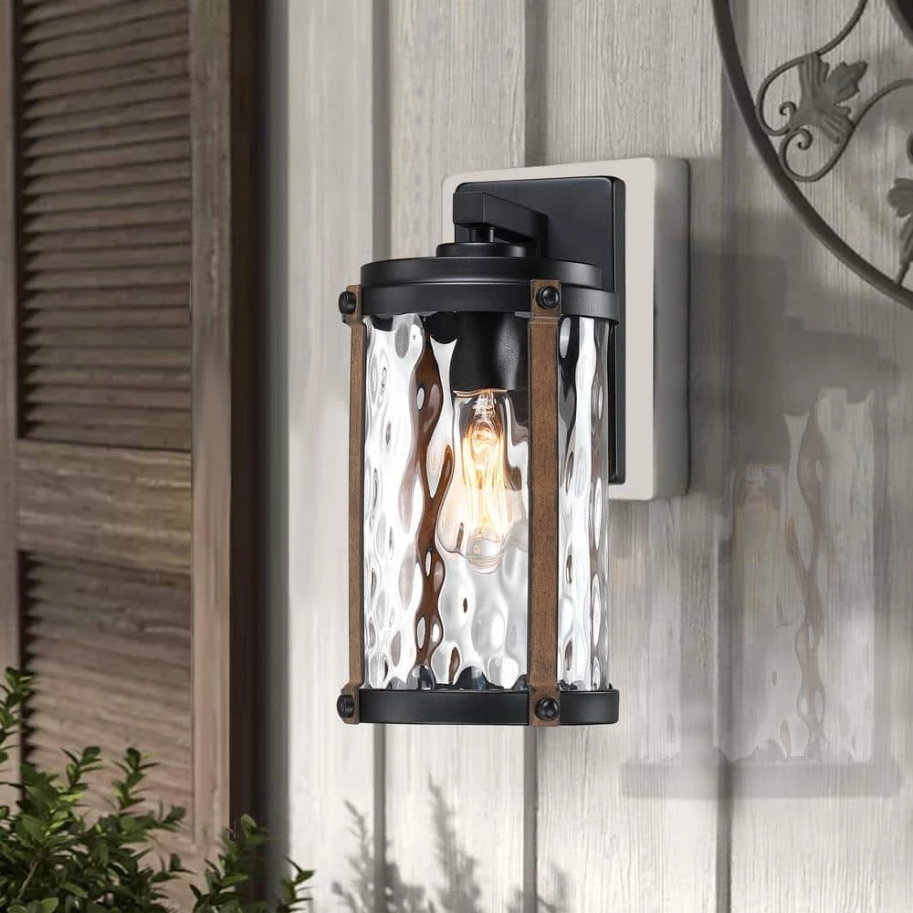 Brand new โ๏ธ Best reviews of ๐ Martin 1-Light Matte Black and Barnwood accents Outdoor Wall Lantern Sconce by Hukoro โญ ๐ - Image 2
