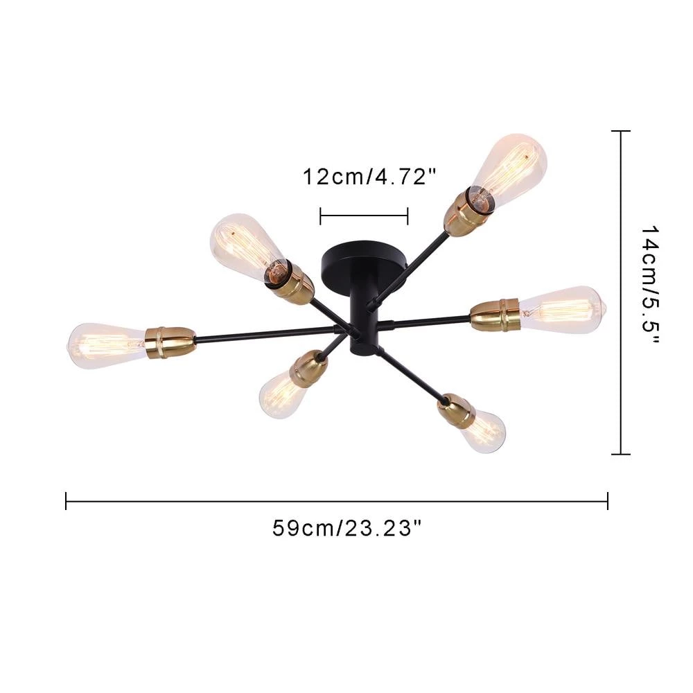 Cheap โ๏ธ Best Pirce ๐ฏ Edick 23.23 in. 6-Light Black and Brass Sputnik Semi Flush Mount by RRTYO ๐ ๐ - Image 3