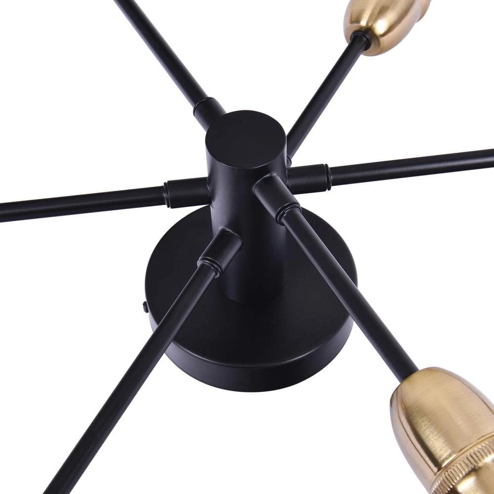 Cheap โ๏ธ Best Pirce ๐ฏ Edick 23.23 in. 6-Light Black and Brass Sputnik Semi Flush Mount by RRTYO ๐ ๐ - Image 6