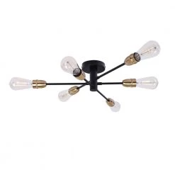 Cheap ✔️ Best Pirce 💯 Edick 23.23 in. 6-Light Black and Brass Sputnik Semi Flush Mount by RRTYO 😉 🌟