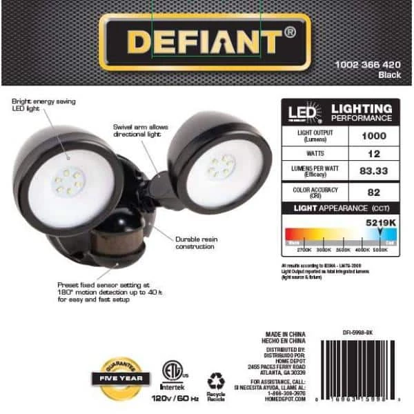 Best deal ๐ Wholesale ๐คฉ 180ยฐ Black Motion Activated Outdoor Integrated LED Twin Head Flood Light by Defiant ๐ ๐ - Image 4