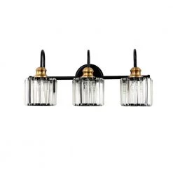 Buy ๐ Deals ๐ Avenlur 21.3 in. 3-Light Black Gold Vanity Light with Crystal Shades by RRTYO ๐ ๐คฉ