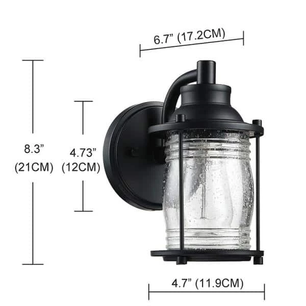 Hot Sale 🔔 Deals 👍 Martin 1-Light Black Outdoor Wall Lantern Sconce with Seeded Glass Shade by Hukoro 🥰 ✨ - Image 4