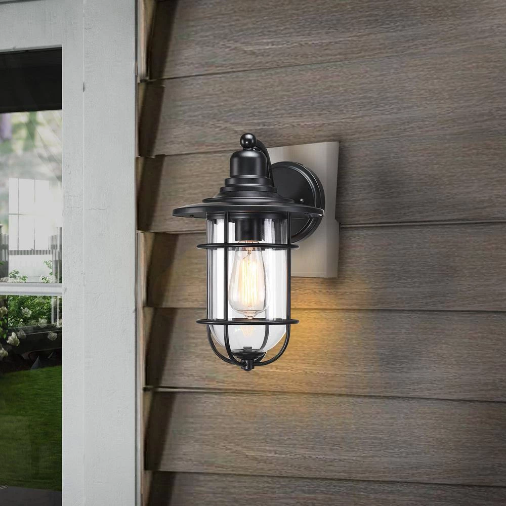 Cheapest โจ Cheapest โญ Martin 1-Light Black Outdoor Wall Lantern Sconce with Clear Glass shade by Hukoro ๐ โจ - Image 6