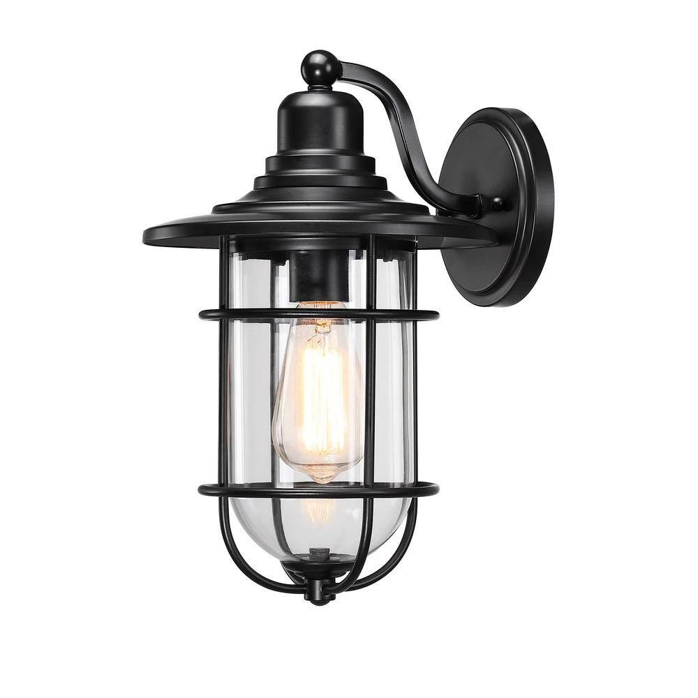 Cheapest โจ Cheapest โญ Martin 1-Light Black Outdoor Wall Lantern Sconce with Clear Glass shade by Hukoro ๐ โจ - Image 3