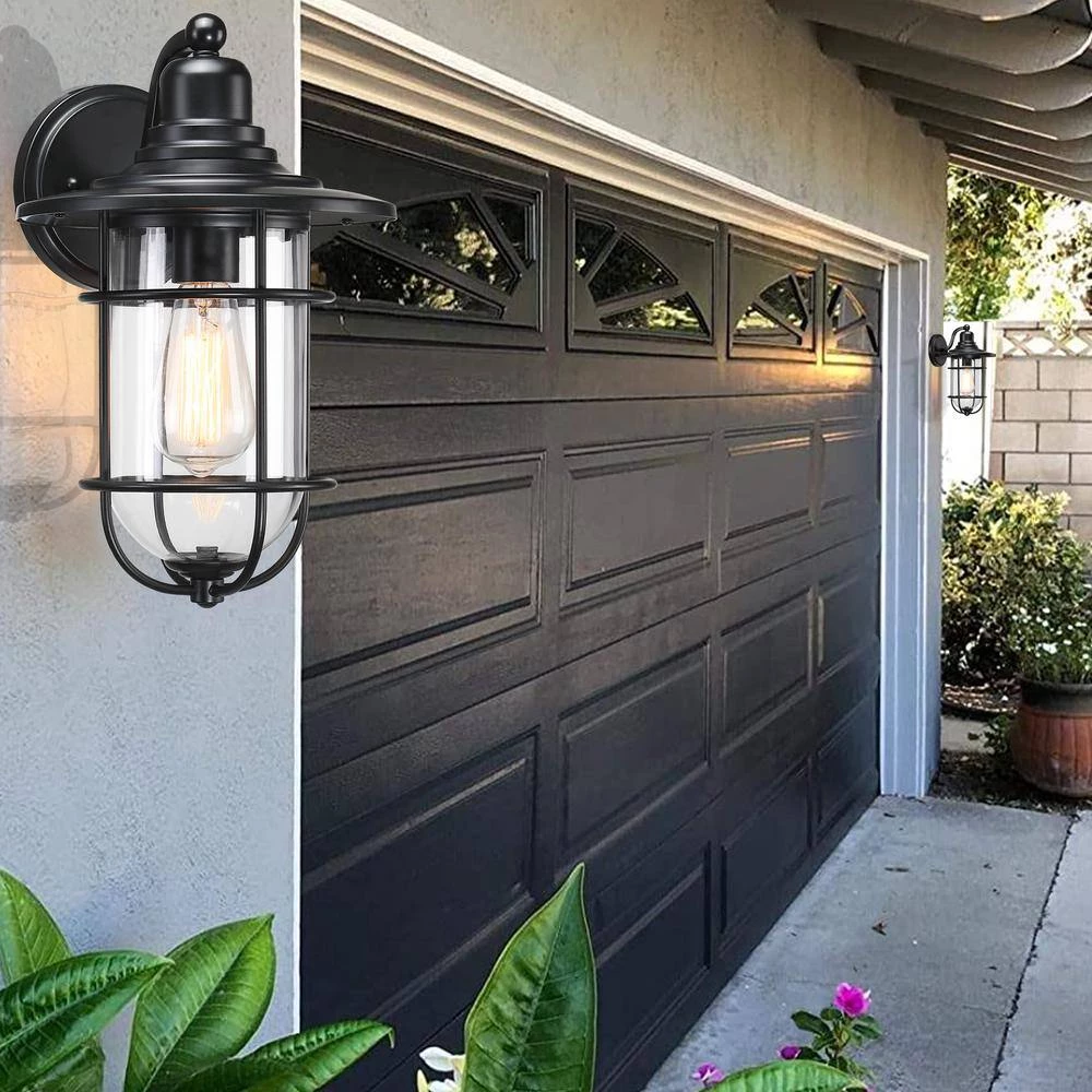 Cheapest โจ Cheapest โญ Martin 1-Light Black Outdoor Wall Lantern Sconce with Clear Glass shade by Hukoro ๐ โจ - Image 9