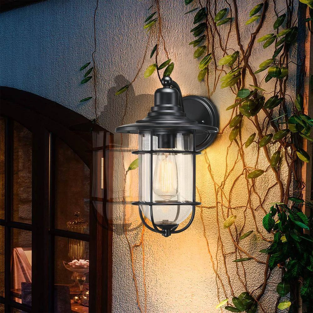 Cheapest โจ Cheapest โญ Martin 1-Light Black Outdoor Wall Lantern Sconce with Clear Glass shade by Hukoro ๐ โจ - Image 4