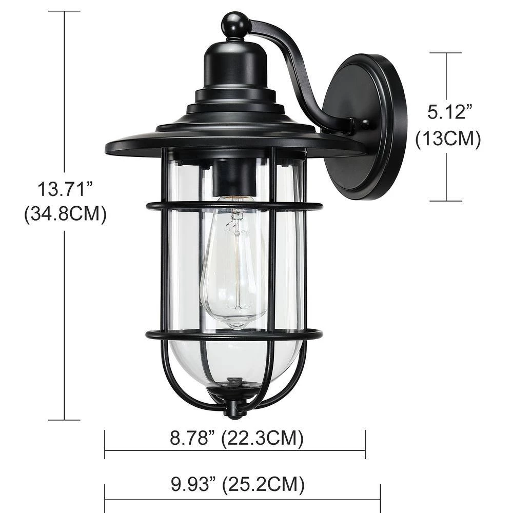 Cheapest โจ Cheapest โญ Martin 1-Light Black Outdoor Wall Lantern Sconce with Clear Glass shade by Hukoro ๐ โจ - Image 8