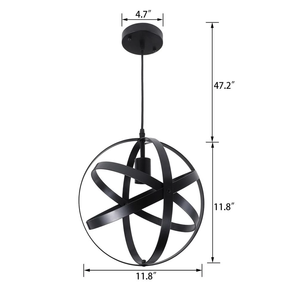 Discount โจ Flash Sale ๐ 1 Light Black Wrought Iron Globe Mini Pendant Light with Spherical Metal Strap Shade by LamQee ๐ โญ - Image 6