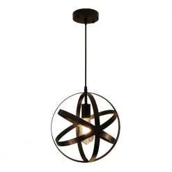 Discount ✨ Flash Sale 👏 1 Light Black Wrought Iron Globe Mini Pendant Light with Spherical Metal Strap Shade by LamQee 🛒 ⭐