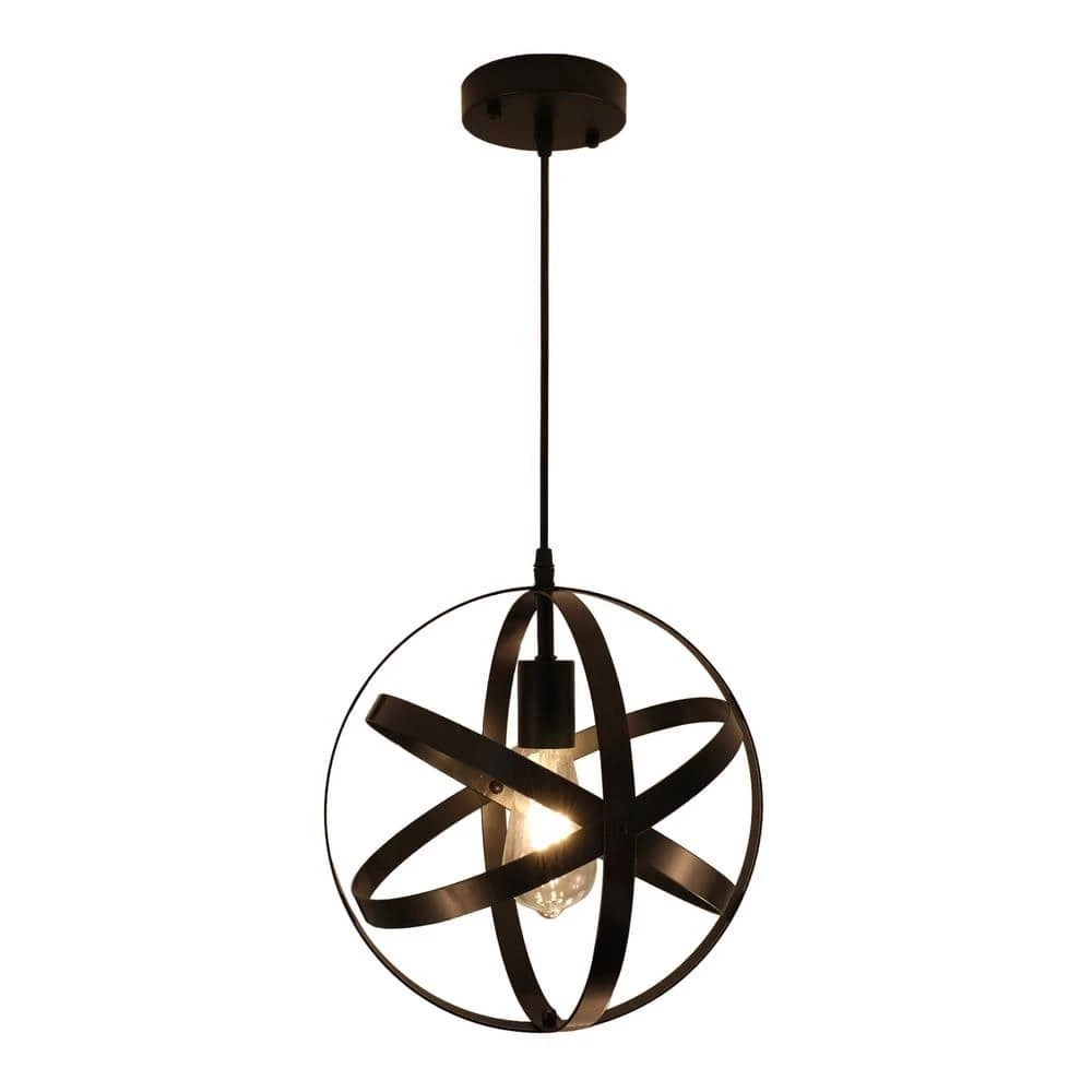Discount โจ Flash Sale ๐ 1 Light Black Wrought Iron Globe Mini Pendant Light with Spherical Metal Strap Shade by LamQee ๐ โญ