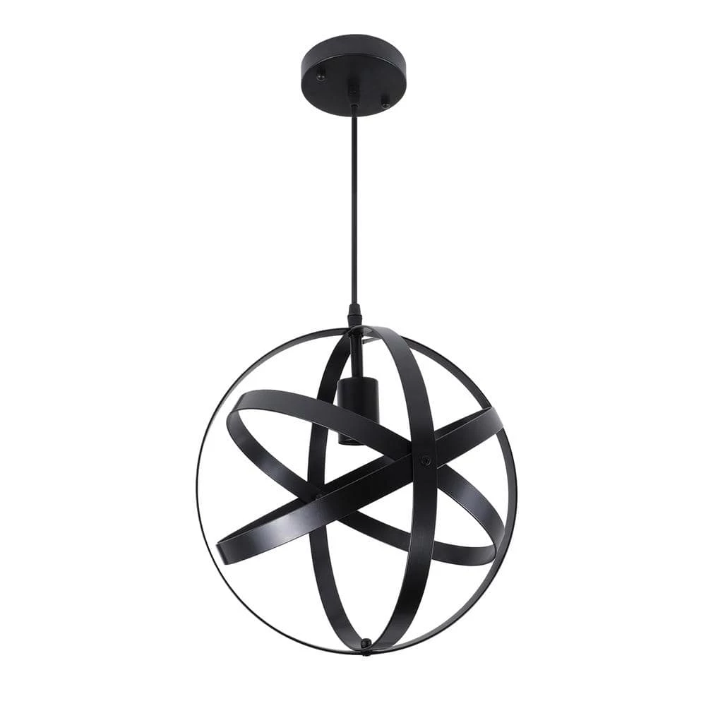 Discount โจ Flash Sale ๐ 1 Light Black Wrought Iron Globe Mini Pendant Light with Spherical Metal Strap Shade by LamQee ๐ โญ - Image 8