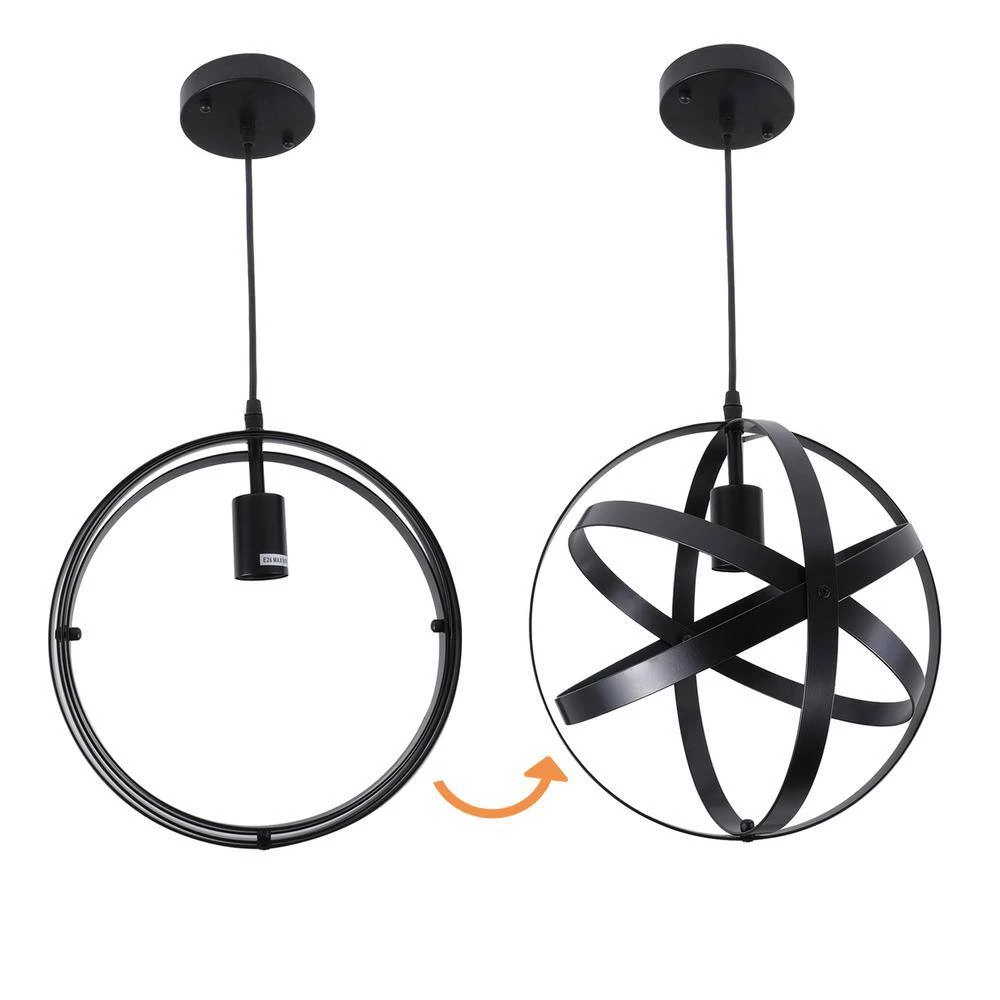 Discount โจ Flash Sale ๐ 1 Light Black Wrought Iron Globe Mini Pendant Light with Spherical Metal Strap Shade by LamQee ๐ โญ - Image 7