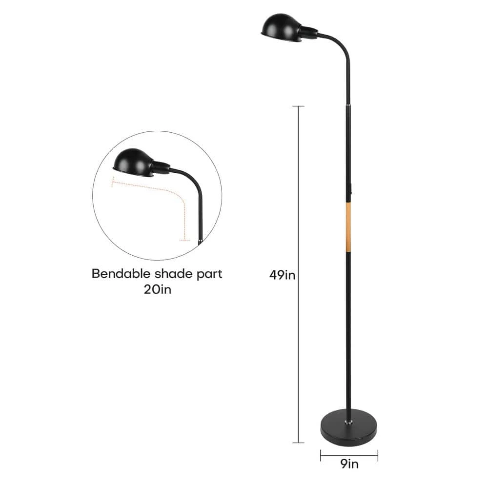 Budget ๐ Buy ๐ Indoor 49 in. Black Gooseneck 360-Degree Adjustable Arm Floor Lamp with Scoop Shade by LamQee โญ ๐ - Image 4
