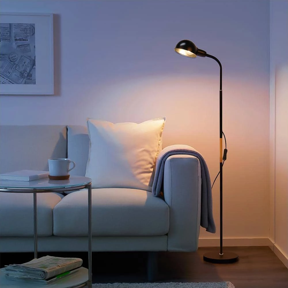Budget ๐ Buy ๐ Indoor 49 in. Black Gooseneck 360-Degree Adjustable Arm Floor Lamp with Scoop Shade by LamQee โญ ๐ - Image 2