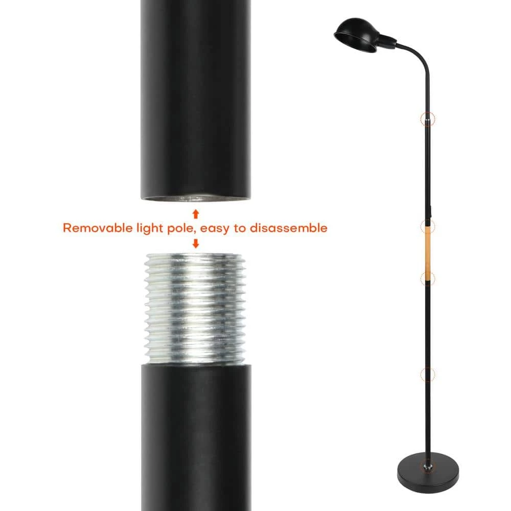 Budget ๐ Buy ๐ Indoor 49 in. Black Gooseneck 360-Degree Adjustable Arm Floor Lamp with Scoop Shade by LamQee โญ ๐ - Image 6