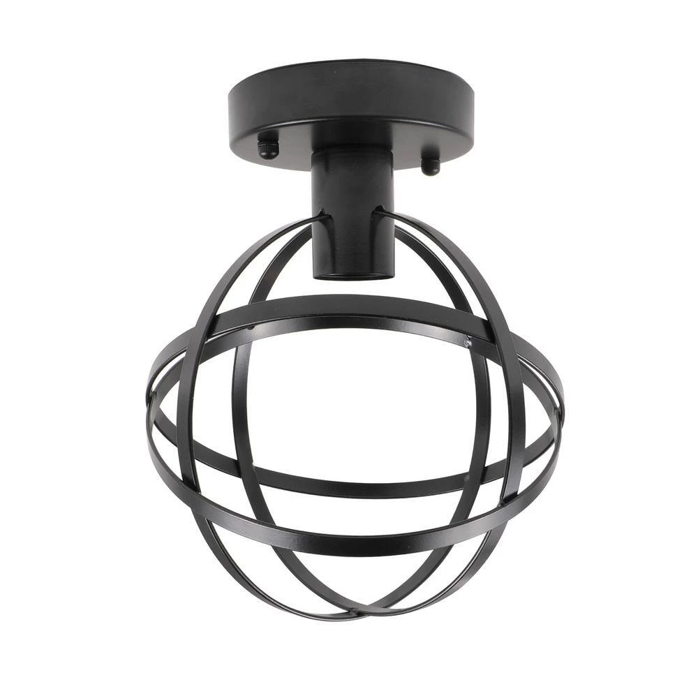 Cheapest ๐งจ Best Sale ๐ฅฐ 7.9 in. 1-Light Black Globe Semi-Flush Mount Light with Spherical Metal Strap Shade by LamQee ๐ โ - Image 7