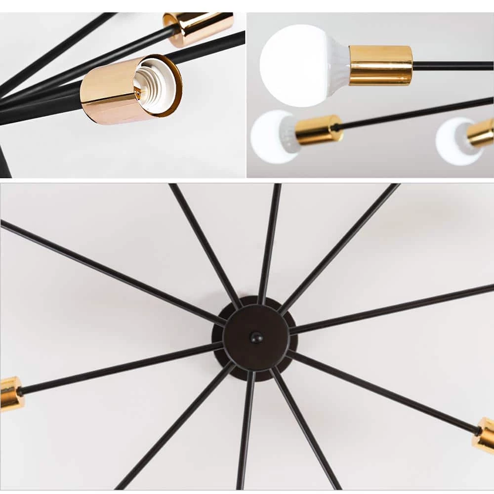 Discount ๐ Wholesale ๐ฏ 39.4 in. 10-Light Black Indoor Industrial Semi-Flush Mount Sputnik Ceiling Lighting by LamQee ๐ฅฐ ๐งจ - Image 6