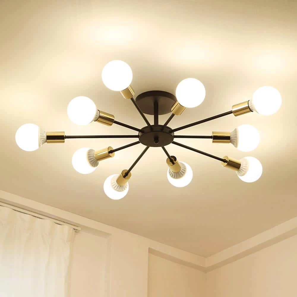 Discount ๐ Wholesale ๐ฏ 39.4 in. 10-Light Black Indoor Industrial Semi-Flush Mount Sputnik Ceiling Lighting by LamQee ๐ฅฐ ๐งจ - Image 4