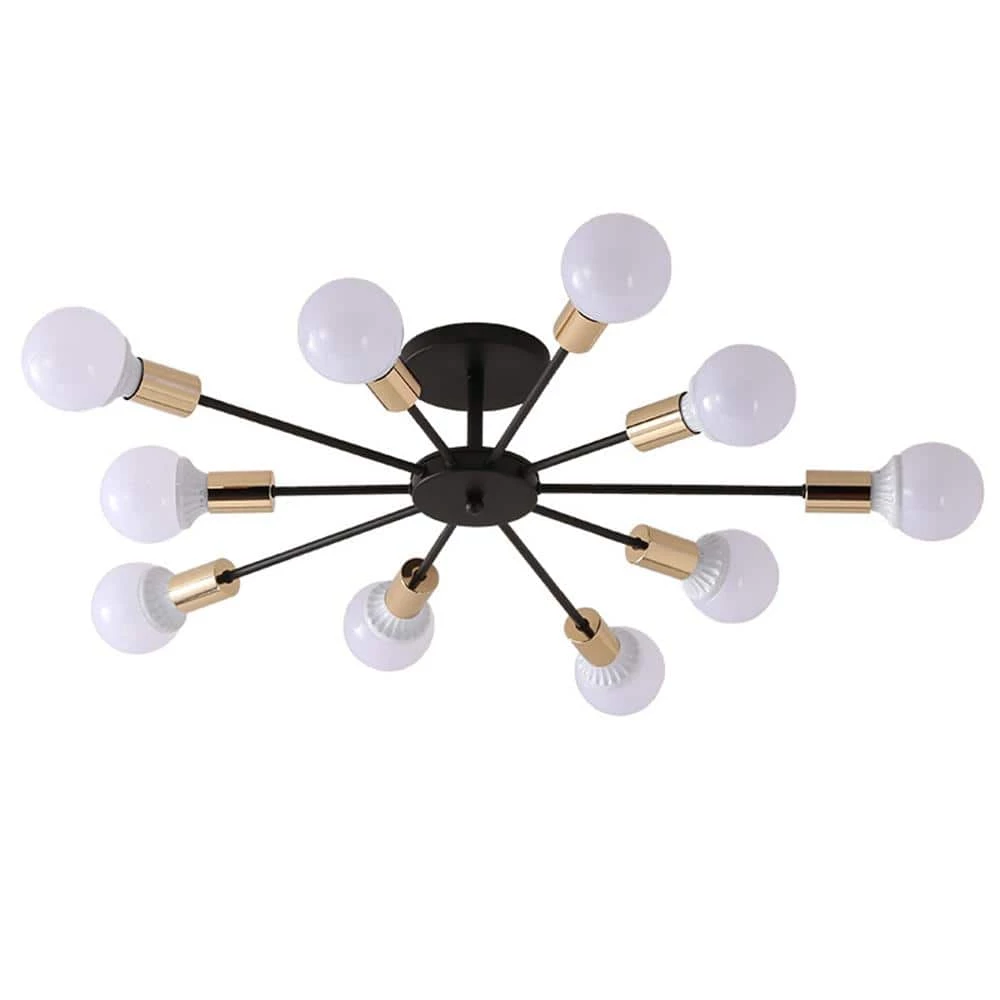 Discount ๐ Wholesale ๐ฏ 39.4 in. 10-Light Black Indoor Industrial Semi-Flush Mount Sputnik Ceiling Lighting by LamQee ๐ฅฐ ๐งจ