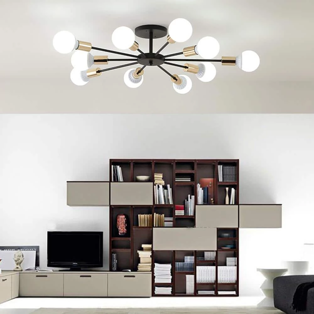 Discount ๐ Wholesale ๐ฏ 39.4 in. 10-Light Black Indoor Industrial Semi-Flush Mount Sputnik Ceiling Lighting by LamQee ๐ฅฐ ๐งจ - Image 2