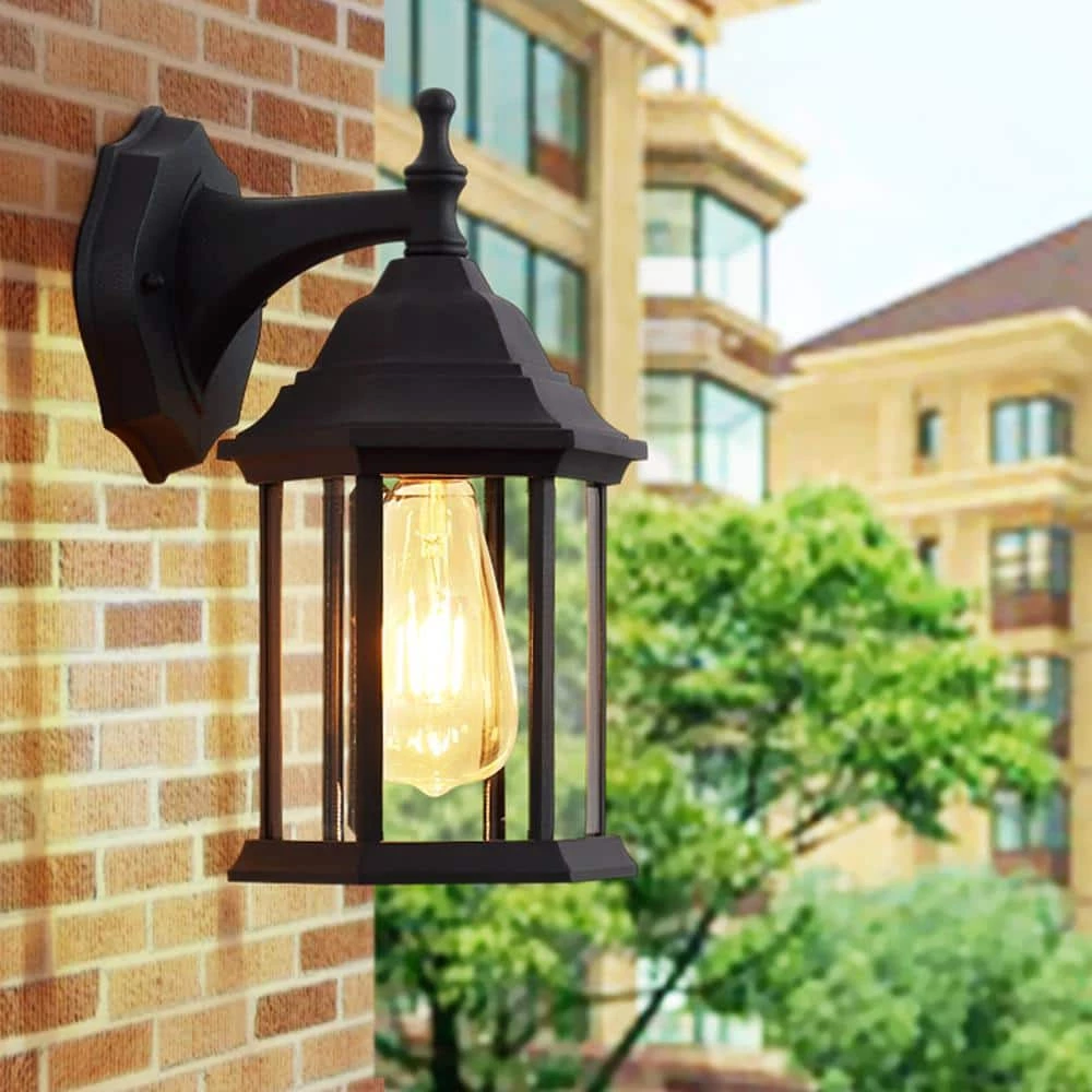 Outlet ๐ New ๐ 1-Light Black Outdoor Aluminum Wall Lantern Sconce with E26 Socket Exterior Lighting Fixture for Garage, Doorway, Porch by LamQee ๐ฅฐ ๐ฅ - Image 2