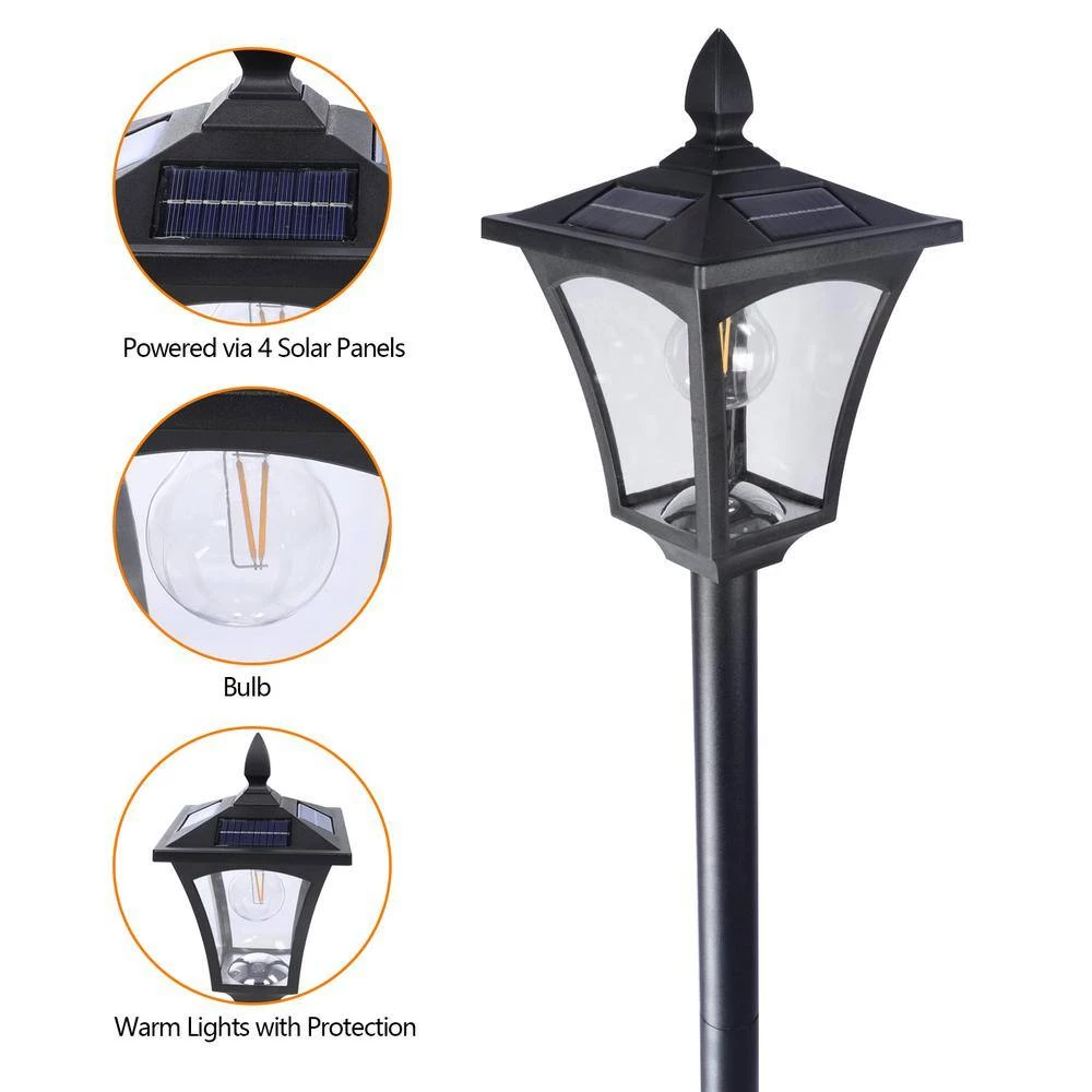 Best Sale โ Cheapest ๐ฅฐ 63 in. L 1-Light Black Solar Powered LED Outdoor Post Light and Lamp Sets with Warm White Light Bulb by LamQee ๐ฅฐ โ๏ธ - Image 6