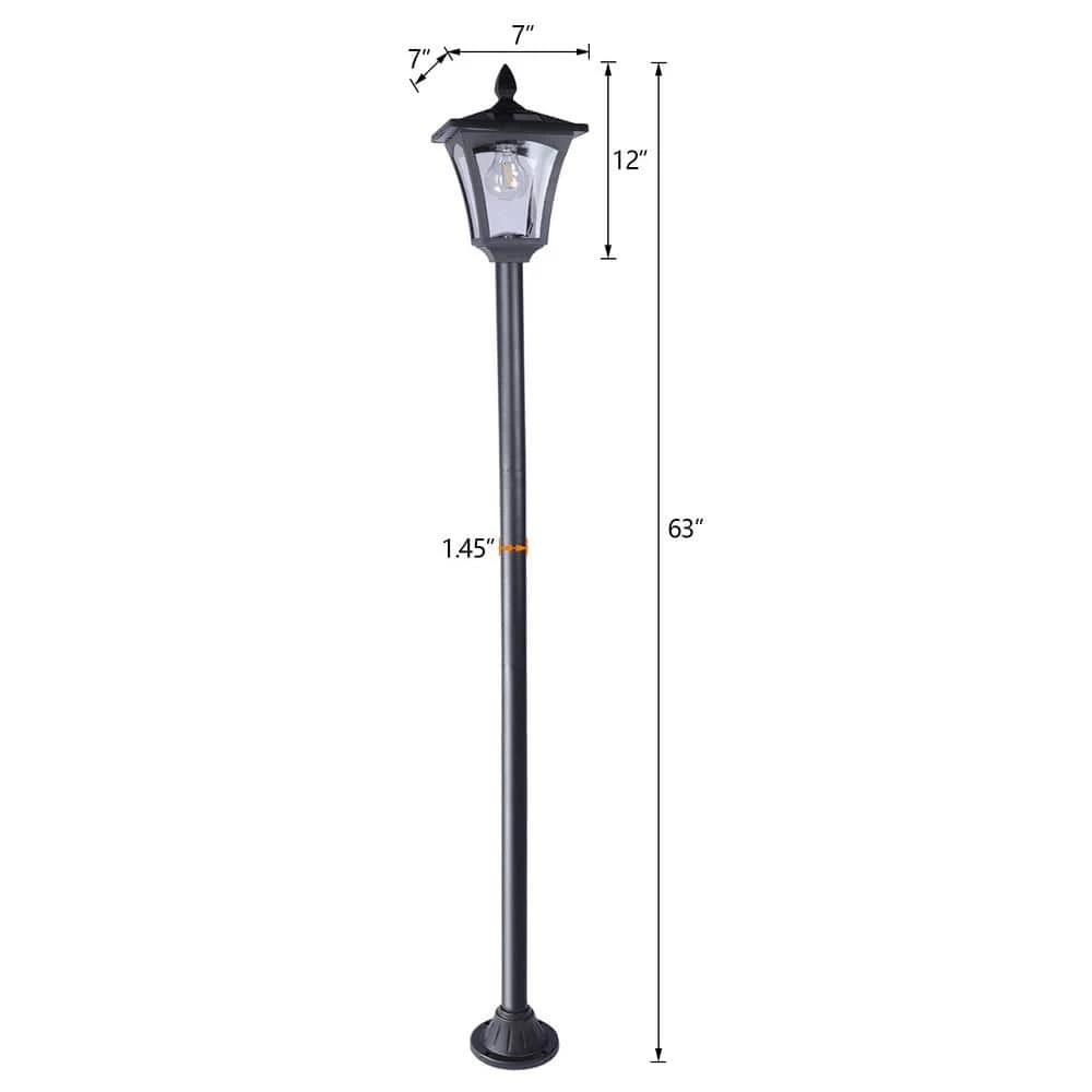 Best Sale โ Cheapest ๐ฅฐ 63 in. L 1-Light Black Solar Powered LED Outdoor Post Light and Lamp Sets with Warm White Light Bulb by LamQee ๐ฅฐ โ๏ธ - Image 8