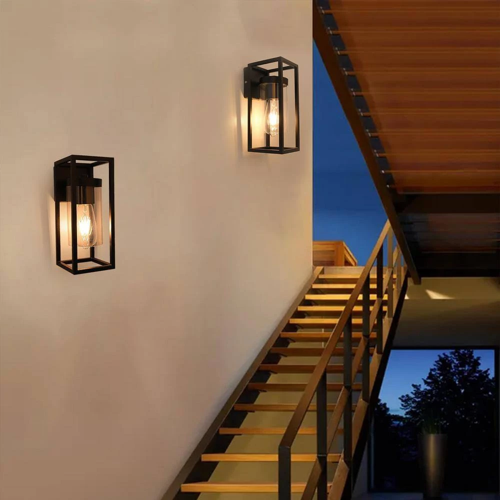 Top 10 😀 Brand new 🎉 1-Light Black Wall Sconce Farmhouse Porch Light with Clear Glass Shade by LamQee 🥰 🥰 - Image 4