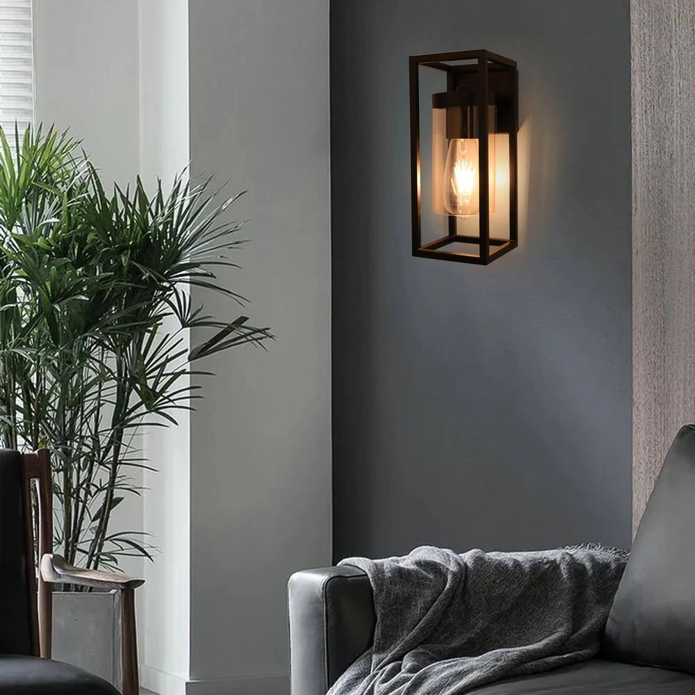 Top 10 😀 Brand new 🎉 1-Light Black Wall Sconce Farmhouse Porch Light with Clear Glass Shade by LamQee 🥰 🥰 - Image 3
