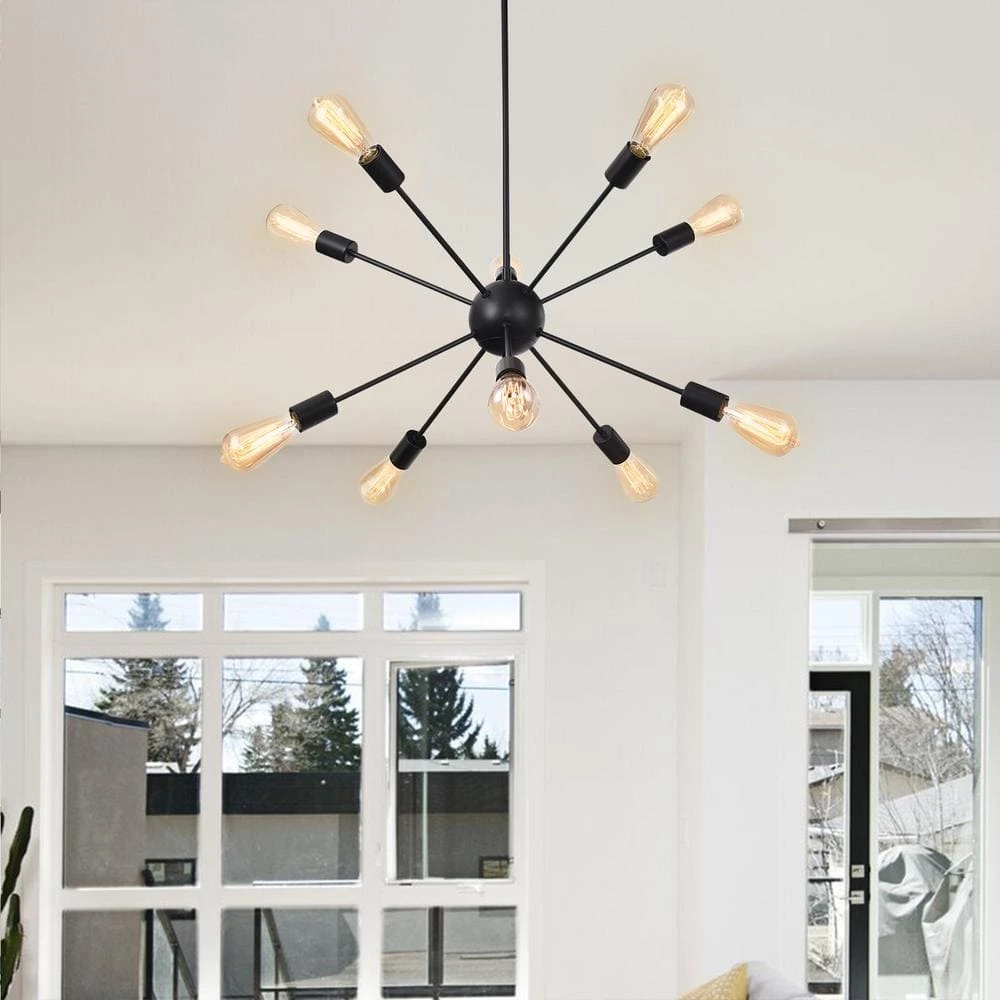 Best deal ๐ Flash Sale โ 10-Light Black Elektra Sputnik Sphere Chandelier Pendant Linear Ceiling Light by RRTYO ๐ ๐ฏ