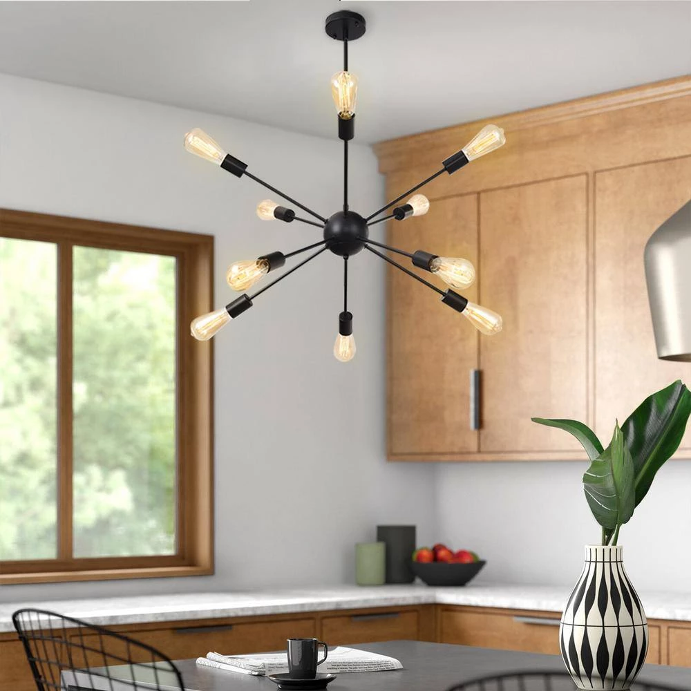 Best deal ๐ Flash Sale โ 10-Light Black Elektra Sputnik Sphere Chandelier Pendant Linear Ceiling Light by RRTYO ๐ ๐ฏ - Image 4