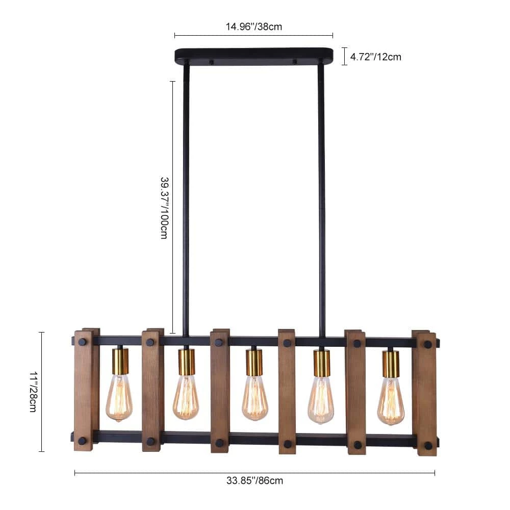 Best Pirce 🔔 Best Pirce ⭐ Sylvette 5-Light Black Metal Kitchen Island Linear Chandelier Pendant Light by RRTYO 👍 🔥 - Image 3