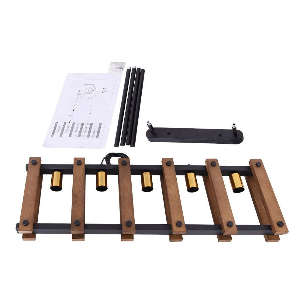 Best Pirce 🔔 Best Pirce ⭐ Sylvette 5-Light Black Metal Kitchen Island Linear Chandelier Pendant Light by RRTYO 👍 🔥 - Image 7