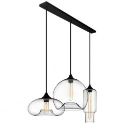 Buy ๐ฅ Budget ๐คฉ Modern Island 3-Light Black Center Pendant Light with Clear Glass Shade by RRTYO ๐ฅ ๐ฅ