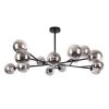 Best Pirce 🧨 Brand new 🛒 Higginsville 15-Light Farmhouse Black Sputnik Sphere Linear Pendant Chandelier with Smoky Gray Glass Shade by RRTYO 🎉 😍