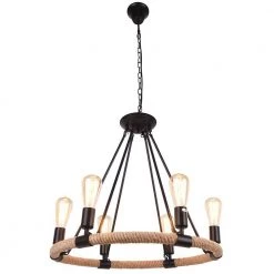 Outlet ๐ Best reviews of ๐ Dedham 6-Light Black Kitchen Island Wagon Wheel Chandelier by RRTYO โญ ๐