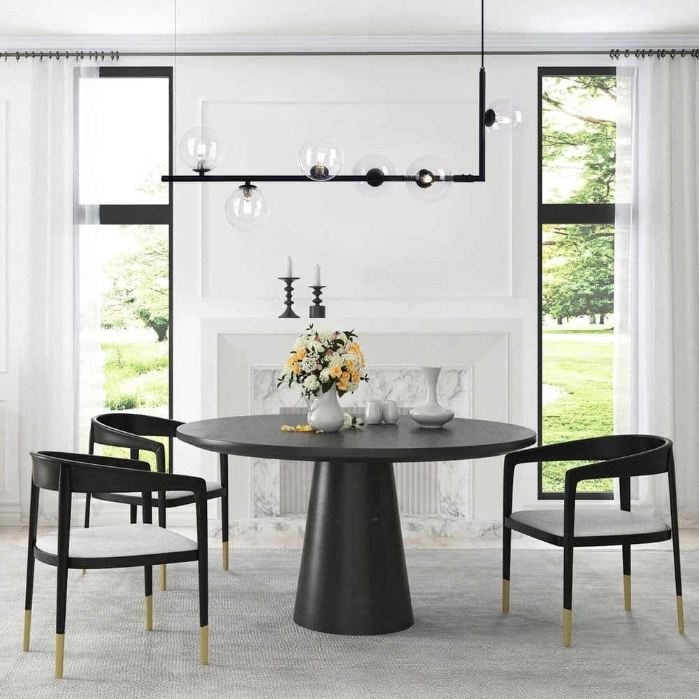 New 🥰 Wholesale ⭐ Herculaneum 6-Lights Black Kitchen Island Linear Globe Glass Pendant by RRTYO 🔔 ✨ - Image 5
