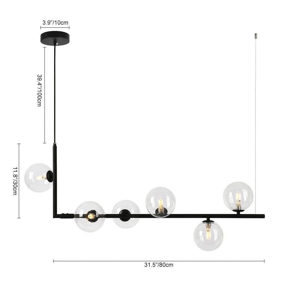 New 🥰 Wholesale ⭐ Herculaneum 6-Lights Black Kitchen Island Linear Globe Glass Pendant by RRTYO 🔔 ✨ - Image 3