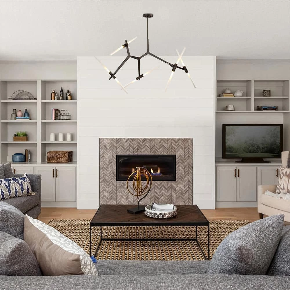 Deals 🔥 Budget 🔥 Duchess 10-Light Black Branch Asymmetric Modern Chandelier with Frosted Glass Shade For Living Room & Dining Room by RRTYO ✔️ 🔔 - Image 9