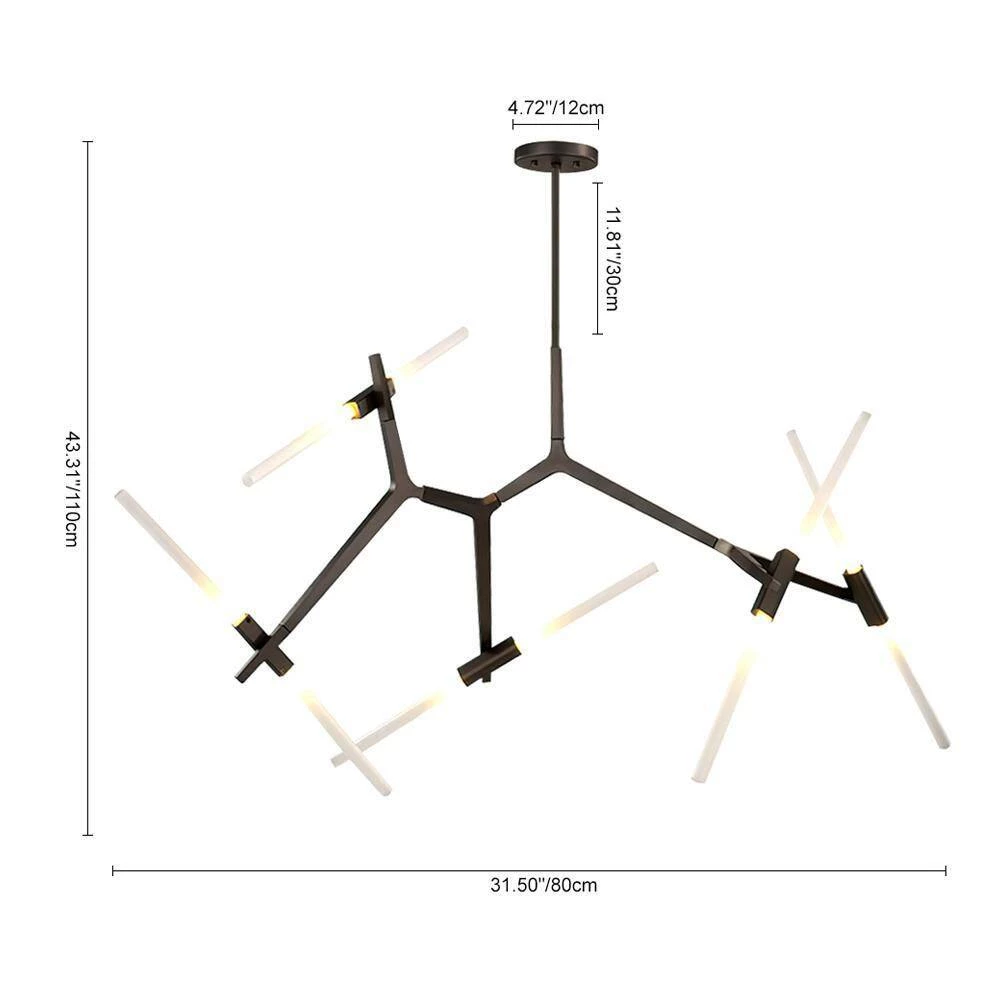 Deals 🔥 Budget 🔥 Duchess 10-Light Black Branch Asymmetric Modern Chandelier with Frosted Glass Shade For Living Room & Dining Room by RRTYO ✔️ 🔔 - Image 3